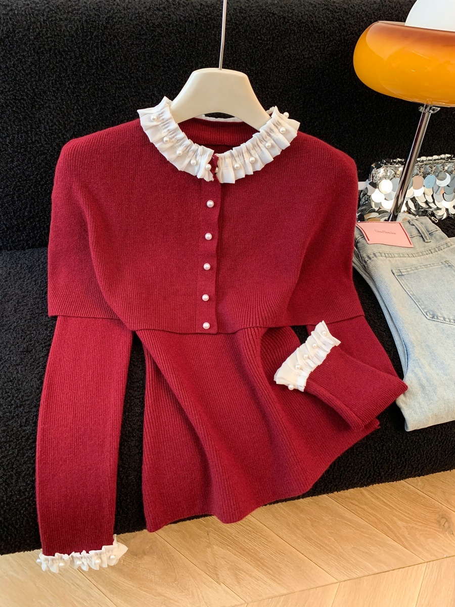 French Elegant Lace Cape Knit Sweater for Women Fall Winter New Stylish Slimming Top - Image 2