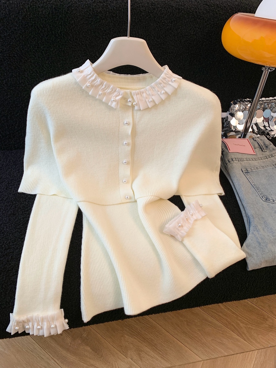 French Elegant Lace Cape Knit Sweater for Women Fall Winter New Stylish Slimming Top - Image 3