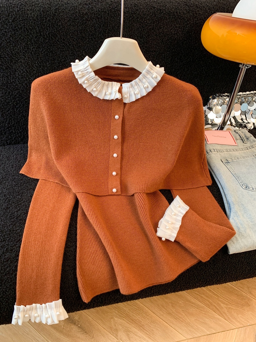 French Elegant Lace Cape Knit Sweater for Women Fall Winter New Stylish Slimming Top - Image 4