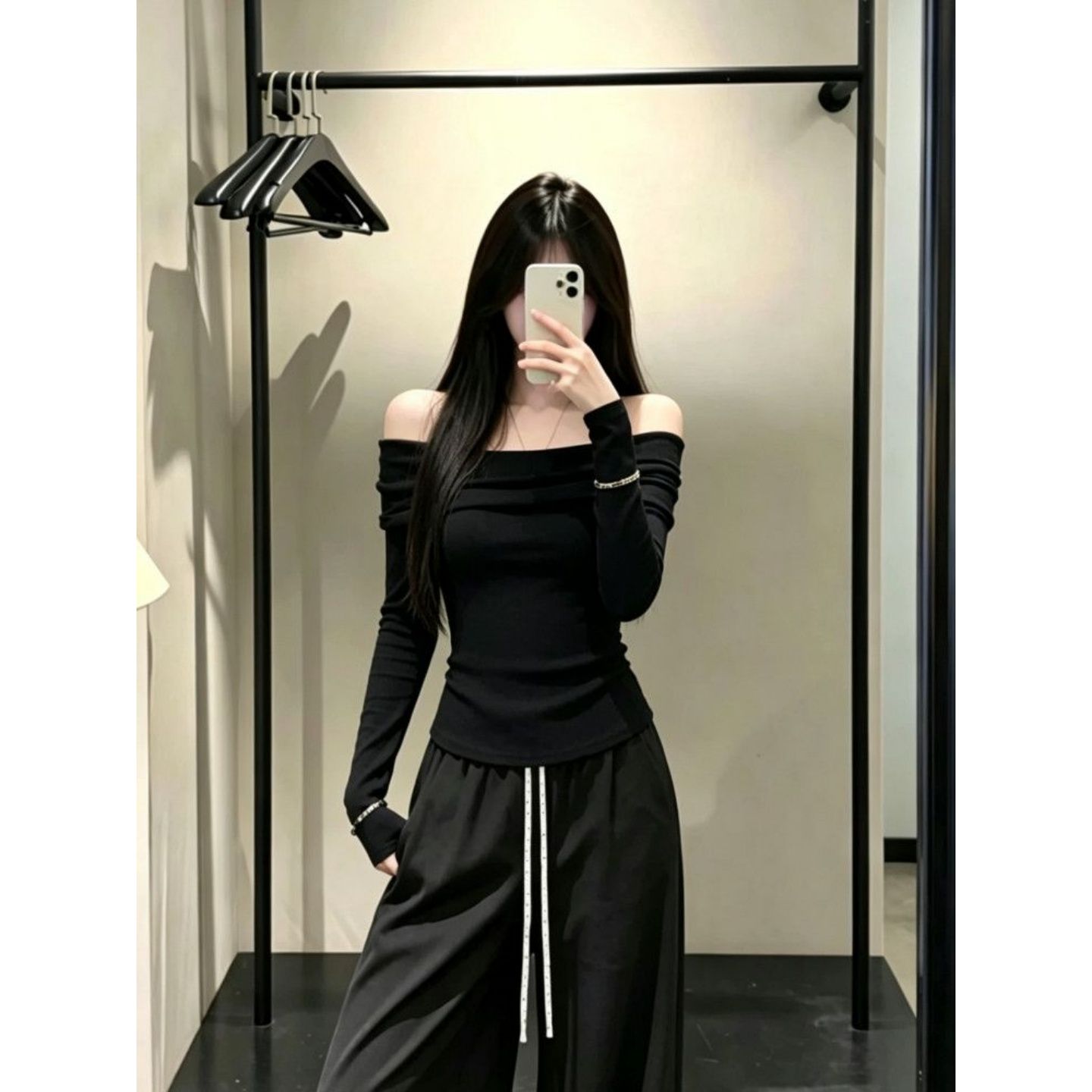 Korean Style Black Off-Shoulder Chic Casual Top for Women - Summer 2026