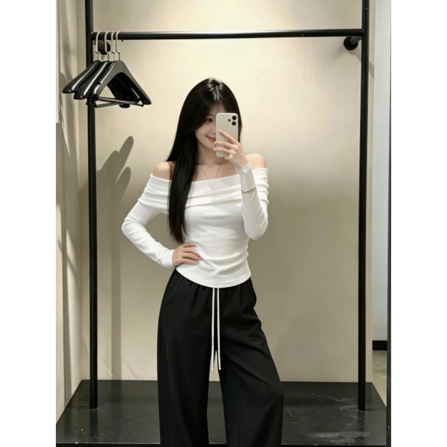 Korean Style Black Off-Shoulder Chic Casual Top for Women - Summer 2026 - Image 3