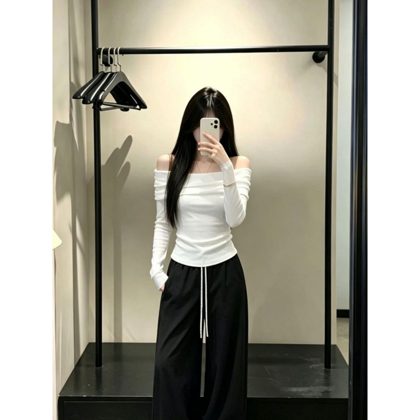 Korean Style Black Off-Shoulder Chic Casual Top for Women - Summer 2026 - Image 4