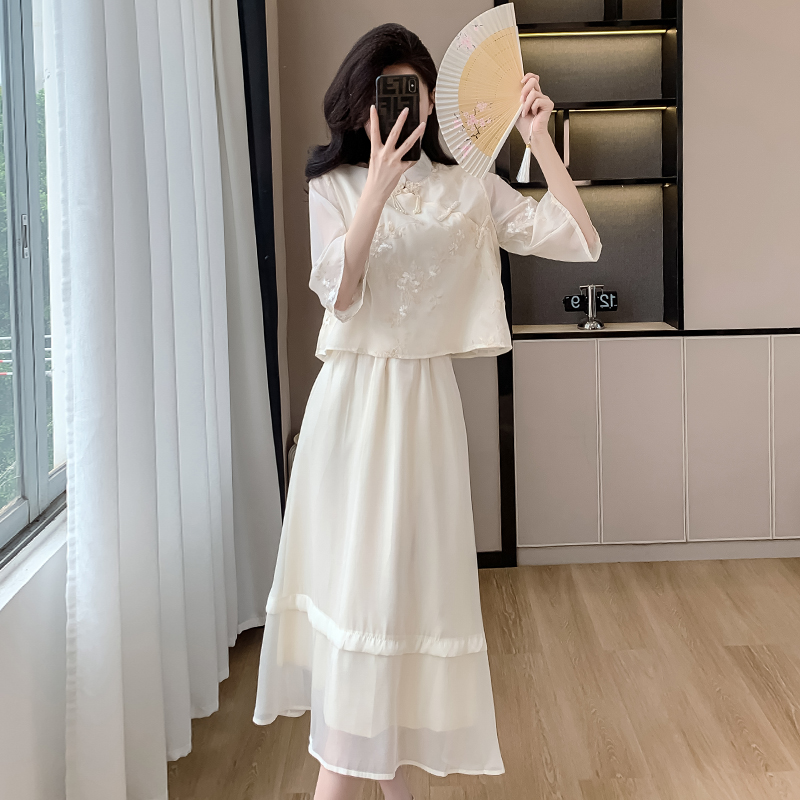 New Chinese Style Embroidered Two-Piece Dress Set for Women Summer 2026 - Image 3