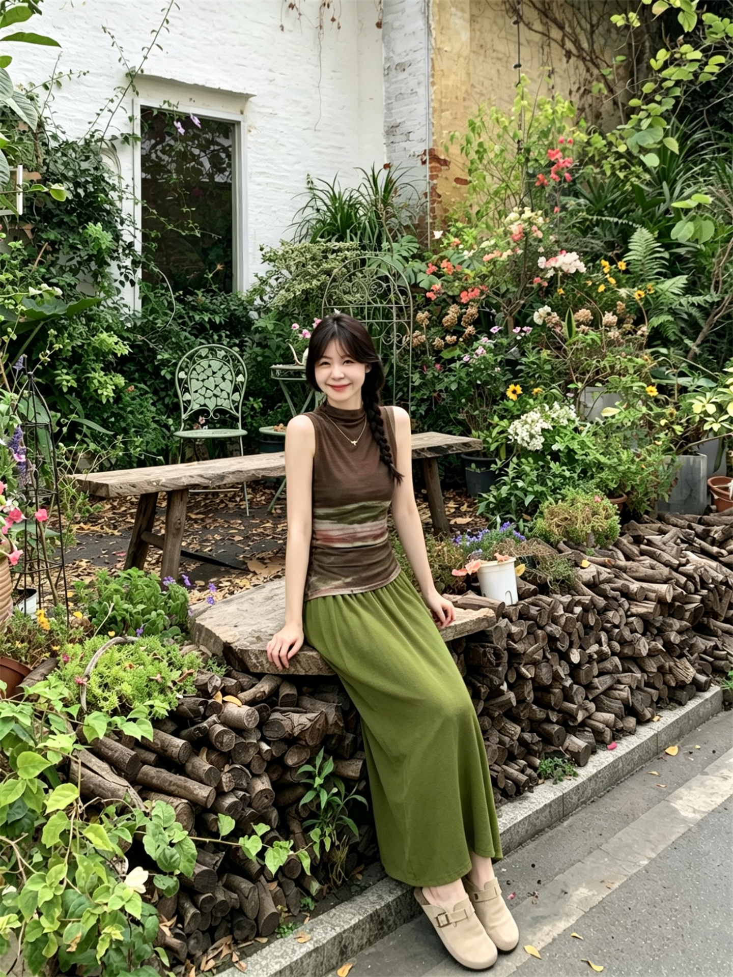 Sweet Edgy Mesh Tie-Dye Tank Top and Flowing A-Line Skirt Two-Piece Set - Image 3