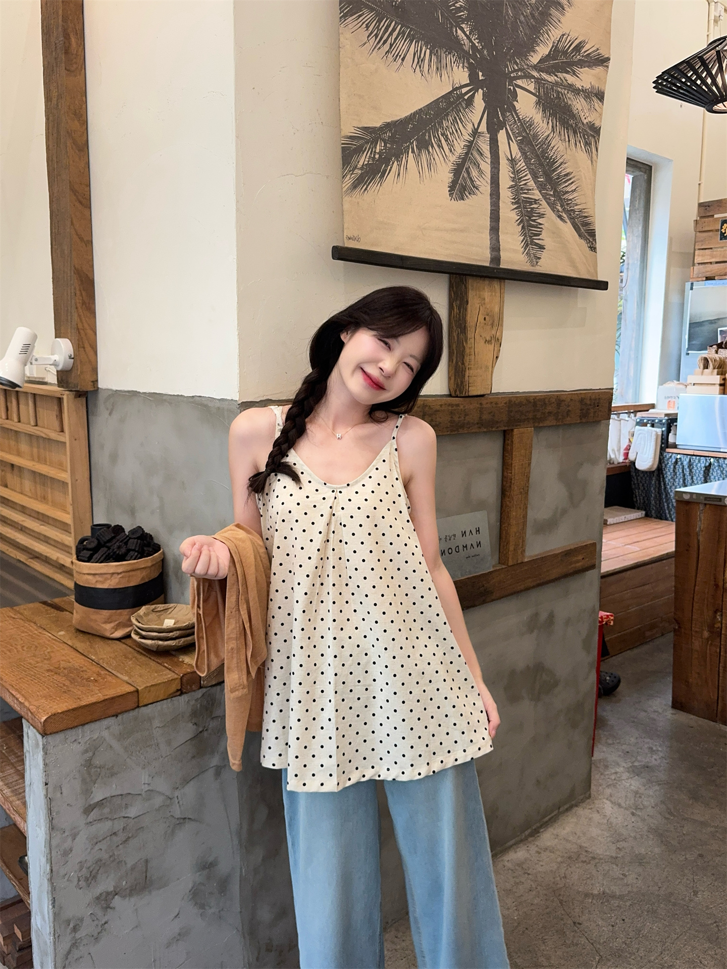 Sweet Polka Dot Cami and Knit Cardigan Two-Piece Set for Women - Image 3