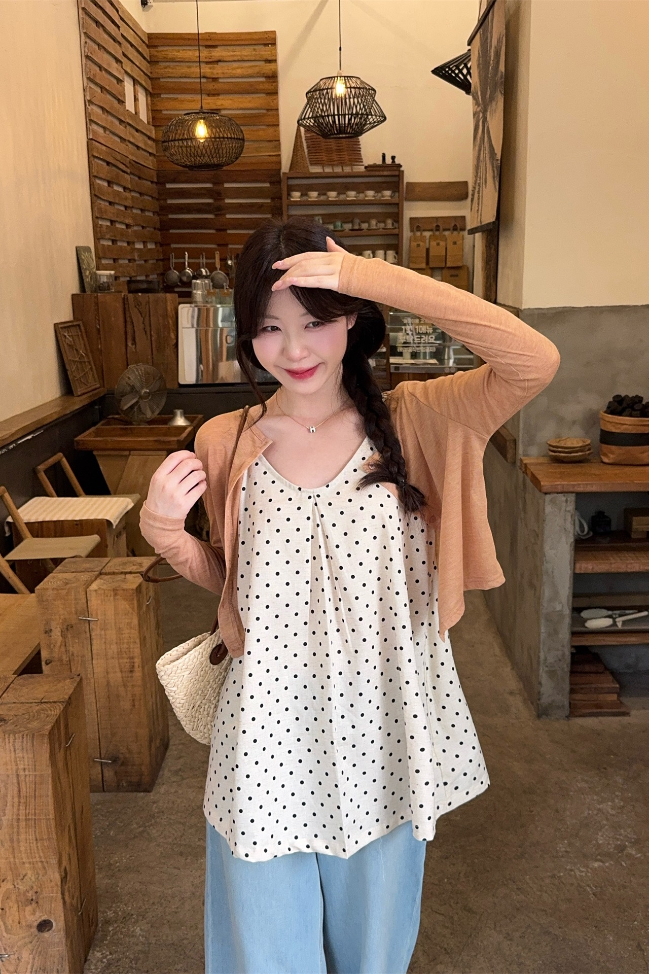 Sweet Polka Dot Cami and Knit Cardigan Two-Piece Set for Women - Image 5